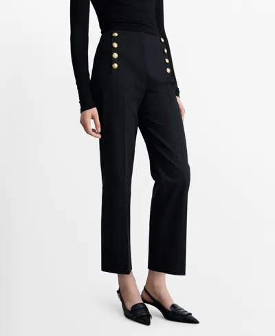 Mango Women's Jewel Buttoned Straight Pants In Black