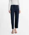 Mango Women's Jewel Buttoned Straight Pants In Dark Navy