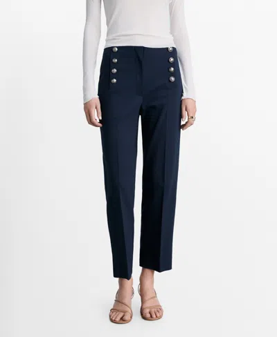 Mango Women's Jewel Buttoned Straight Pants In Dark Navy