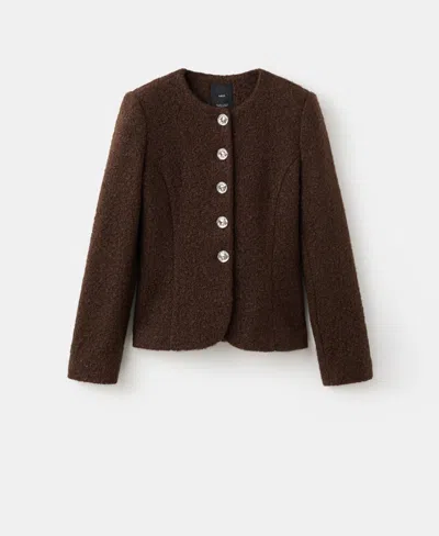 Mango Women's Jewel Buttons Boucle Jacket In Brown