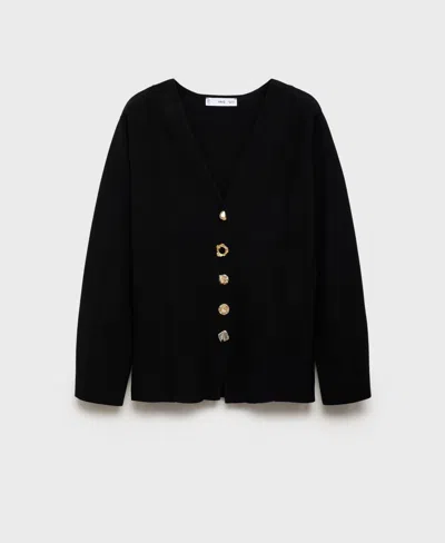 MANGO WOMEN'S JEWEL BUTTONS KNITTED JACKET