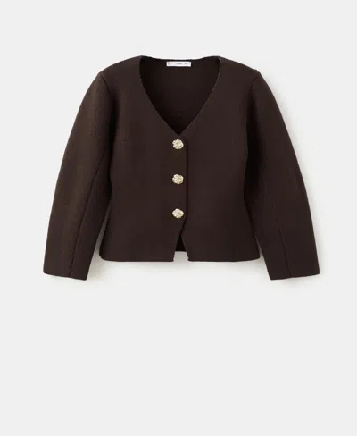 Mango Women's Jewel Buttons Knitted Jacket In Brown