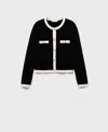 Mango Knitted Buttoned Jacket Black In Black