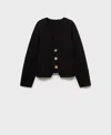 Mango Mixed Button Cardigan In Black