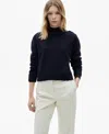 Mango Button Shoulder Mock Neck Sweater In Blue