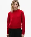 Mango Button Shoulder Mock Neck Sweater In Red