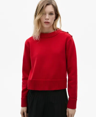 MANGO WOMEN'S JEWEL BUTTONS KNITTED SWEATER