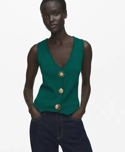 MANGO WOMEN'S JEWEL BUTTONS KNITTED VEST