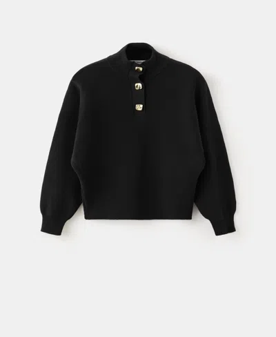 Mango Women's Jewel Buttons Turtleneck Sweater In Black