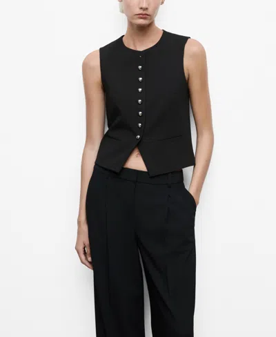 Mango Women's Jewel Buttons Vest In Black