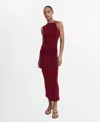 Mango Draped Dress With Jewel Detail Burgundy In Burgundy