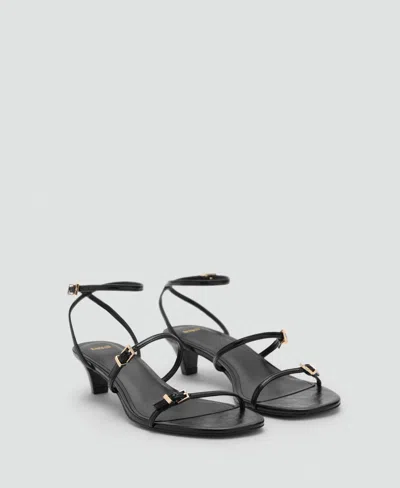 Mango Kitten-heel Sandals With Buckle Black