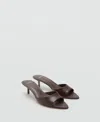 Mango Leather Open Back Heeled Sandals In Burgundy