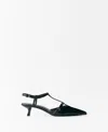 Mango Women's Kitten Heel Leather Shoes In Black