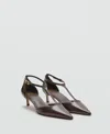 Mango Ankle Strap Pointed Heels In Brown