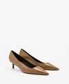 Mango Patent Leather Effect Kitten Heel Shoe Medium Brown In Medium Brown