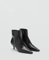 Mango Kitten-heel Pointed-toe Ankle Boots Black In Black