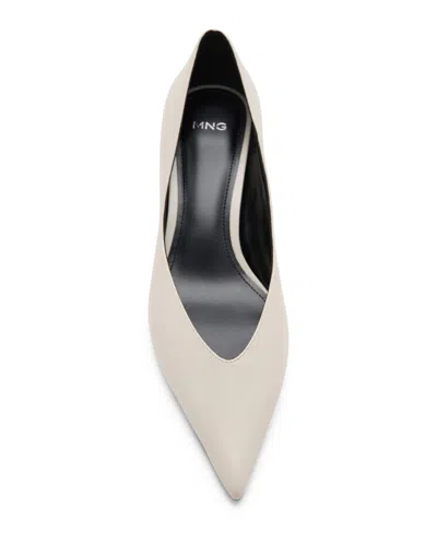 Mango Women's Kitten Heel Pointed-toe Faux Leather Pumps In White