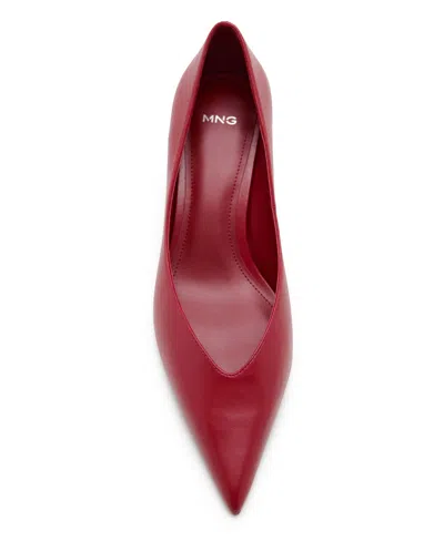 Mango Women's Kitten Heel Pointed-toe Faux Leather Pumps In Red