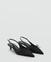 Mango Coresett Detail Pointed Kitten Heel In Black