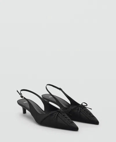 Mango Coresett Detail Pointed Kitten Heel In Black