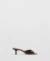 Mango Leather Open Back Heeled Sandals In Brown