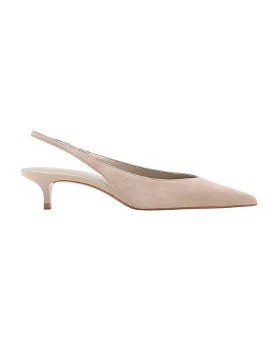 Mango Women's Kitten Heel Slingback Pointed-toe Suede Pumps In Sand