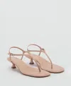 Mango Kitten Heel Strap Sandal Medium Brown In Medium Brown