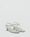 Mango Women's Kitten Heel Straps Sandals In Green