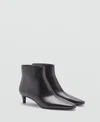 Mango Women's Kitten Heels Leather Boots In Gray