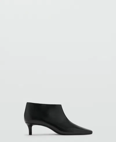 MANGO WOMEN'S KITTEN HEELS LEATHER BOOTS
