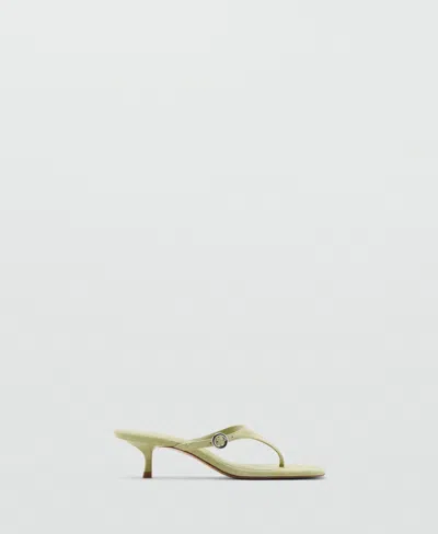 Mango Women's Kitten-heel Leather Sandals In Green