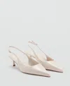Mango Pointed Kitten Heel Pump In White