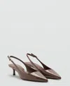 Mango Kitten-heel Pointed Shoes Chocolate In Brown