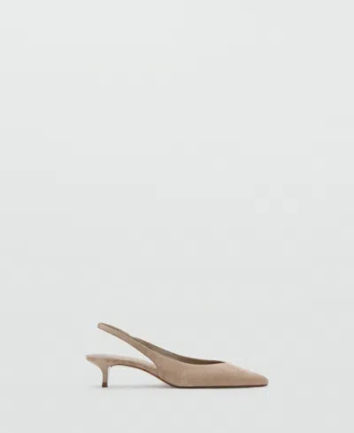 Mango Women's Kitten-heel Suede Shoes In Neutral