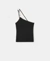 Mango Asymmetric Knit Top In Black