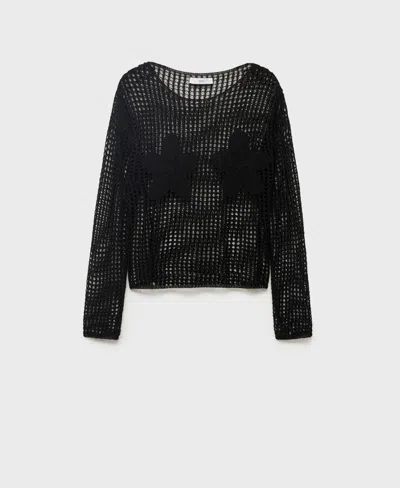 Mango Women's Knit Embroidered Sweater In Black