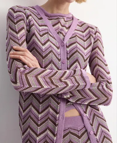 Mango Women's Knit Long Cardigan In Purple