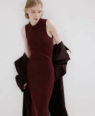 Mango Women's Knit Midi Dress In Burgundy