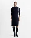 Mango Mock Neck Long Sleeve Sweater Dress In Dark Navy