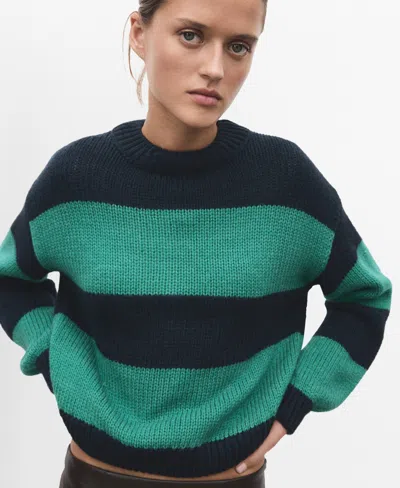 Mango Women's Knit Striped Sweater In Green