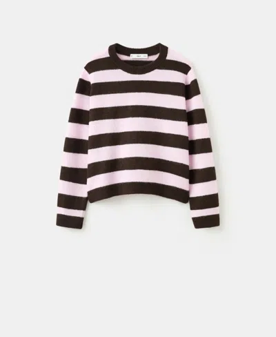 Mango Women's Knit Striped Sweater In Pink