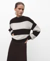 Mango Knit Striped Sweater In Black