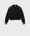 Mango Knitted Bomber Jacket Black In Black