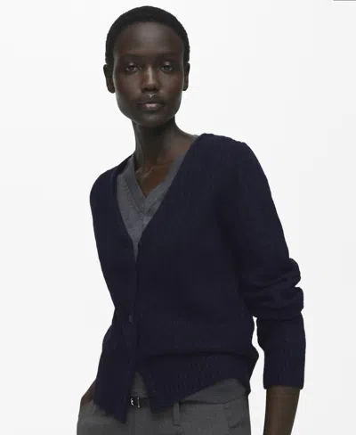 Mango Women's Knitted Braided Cardigan In Dark Navy