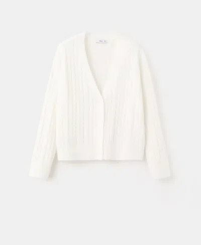 Mango Knitted Braided Cardigan Ecru In White