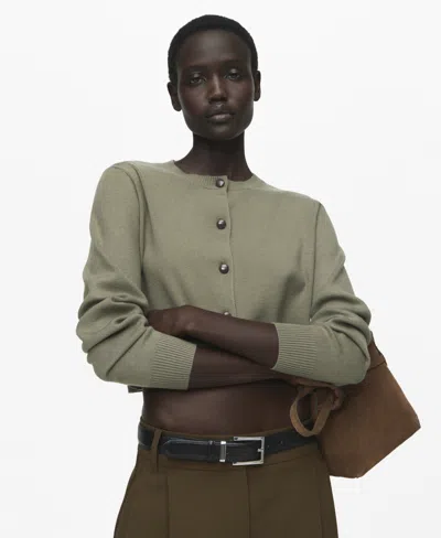 Mango Women's Knitted Button Cardigan In Brown