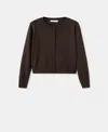 Mango Covered Button Crewneck Cardigan In Brown