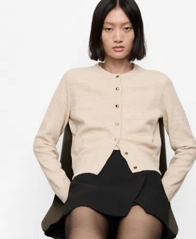 Mango Women's Knitted Button Cardigan In Sand