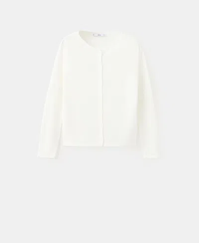 Mango Women's Knitted Button Cardigan In White